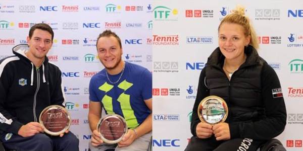 Joachim Gerard and Nicolas Peifer and women's singles runner-up Jordanne Whiley