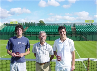 Callum Chivers (right) mens singles champion with runner-up Tom Hannah and John Poxon