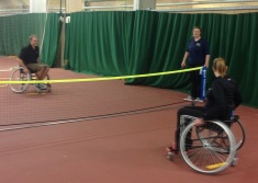 Teachers try wheelchair tennis
