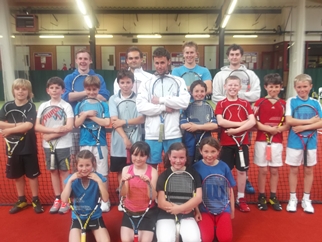 Liam with fellow caoches and players from Exmouth Tennis & Fitness Centre