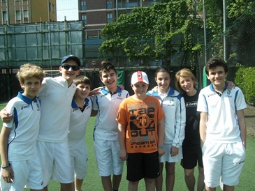 Tommy with some of the some of the Alberto Bonacossa Academy players