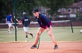 Jessie Aney enjoying her practice at Urmston Tennis Club.