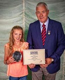 Aimee Knowles receives the Ann Horler Silver Salver from Ian Brown.