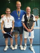 Mens 45’s finalists:  Winner Mark Rowe from Hereford, Runner-up Jeremy Wood from Abingdon, Consolation winner: Fernando Torres from David Lloyd Oxford