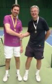 Mens 55’s finalists : Jon Merrifield from Cholsey with runner-up Peter Buck from Blewbury Tennis Club