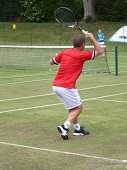 Action at the Davis Cup Charity Day at Craven LTC.