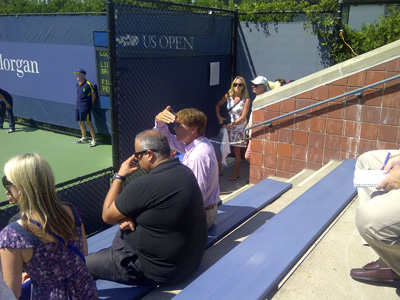 Sir Cliff Richard watching Liam Broady's match