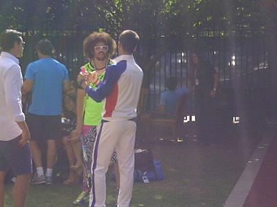 RedFoo giving Novak some tips. Hopefully not fashion tips.