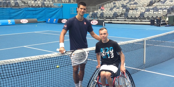 Djokovic enjoys practice session with Lapthorne