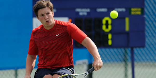 Gordon Reid in action at the British Open Wheelchair Tennis Championships