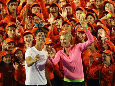 Ball kids at the Australian Open with Maria Sharapova