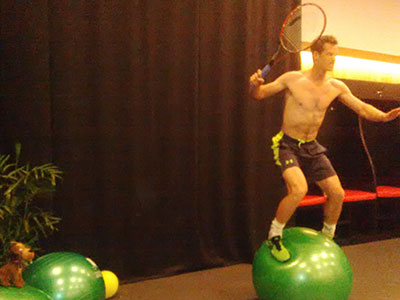 Andy Murray on a Swiss ball