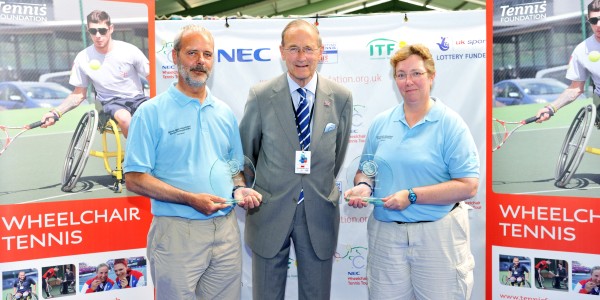 Ray and Kath Lovell won an NWTA Merit Award for their services to wheelchair tennis