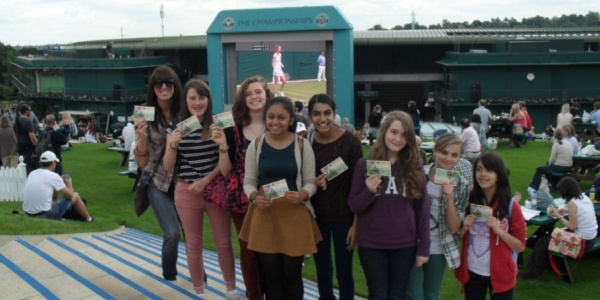 Pupils from Lordswood School in Birmingham enjoying their day at Wimbledon