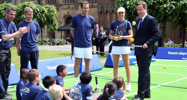 The Prime Minister gets into the Wimbledon spirit at Westminster