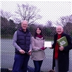 Chairman Chris Cansfield and Head Coach Stewart Lees receive the Clubmark award from Jo-anne Downing 
