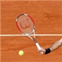 Clay court and racket