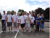 Players at Ashbourne with coach Chris Osbourne and Jenni Bull