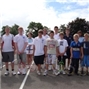 Players at Ashbourne with coach Chris Osbourne and Jenni Bull