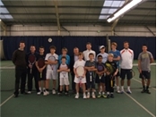 Players from Compete Tennis pictured with far left Cristian Winder Essex TDM, centre Derek Howorth, and  Simon Harston, Head Coach Compete Tennis 