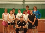 Greg Rusedski with club members at the opening of the Harlow Indoor Centre