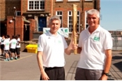 Steve (right) pictured with Jonathan Edwards Olympic Gold Medallist, Triple Gold Medalist