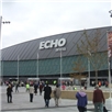 Tennis fans arrive at the Echo Arena in Liverpool.