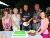 Cullercoats Tennis Club president David Bottrill and his wife Pat celebrate the club’s 125th anniversary with County chairman Chris Lott and Junior members at a grand garden party.