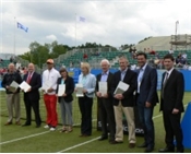 Representatives from Clubmark clubs recieve their plaques on Centre Court