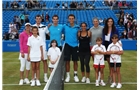 LONDON, ENGLAND - JUNE 15:  (L-R) Martina Hingis, Jamie Murray, Andy Murray, Ross Hutchins, Heather Watson, Ross Hutchins, Victoria Azarenka and Laura Robson attend a 'Rally for Bally' charity event on day seven of the Aegon Championships at Queens Club on June 15, 2014 in London, England. The 'Rally for Bally' is a fundraising effort in memory of the former British tennis player Elena Baltacha who died recently of liver cancer. (Photo by Matthew Stockman/Getty Images)