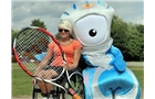London 2012 mascot Mandeville with British women's player Jordanne Whiley.
